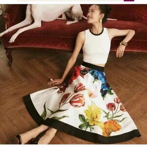 Alice + Olivia EARLA HIGH RISE MIDI SKIRT Size 8